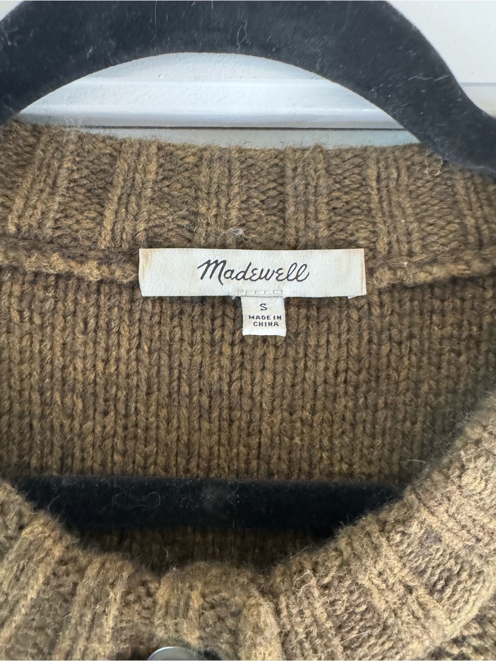 Madewell Olive Green Floral Knit Button-Front Cardigan - Picture 3 of 4